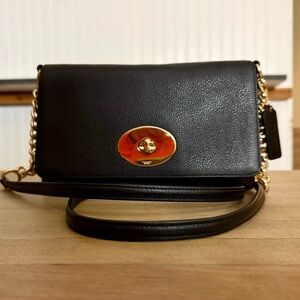 Coach Buttery Soft Black Calf Leather Crosstown Crossbody Bag Purse